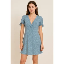 Y2K Romwe Womens Babydoll Dress Size S Blue Floral Mini Cottagecore Sundress