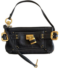 Mini borsa a tracolla Chloe Paddington pochette in pelle nera con chiave e lu...