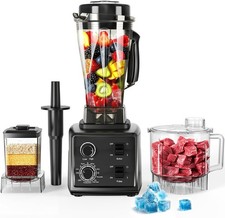 Licuadora y procesador de alimentos Nilpferd 3 en 1 combo negro 32000 RPM velocidad ajustable