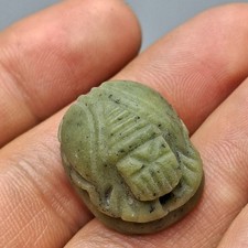 Wonderful Old Egyptian Jasper Stone Intaglio Scarab Seal stamp Bead Amulet 