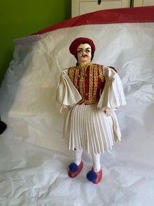 Vintage Handmade 10" Cossack Male Greek Doll Preowned