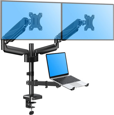 Adjustable Dual Monitor & Laptop Mount for 2 Screens, Fits 10-17'' Notebooks