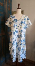 Coldwater Creek Meadow Blossoms Layered Gauze Floral Layered Midi Dress XL Blue