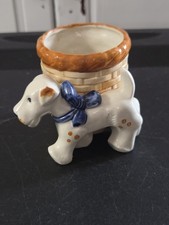 VINTAGE OCCUPIED JAPAN SCOTTIE DOG WITH BLUE BOW AND BASKET