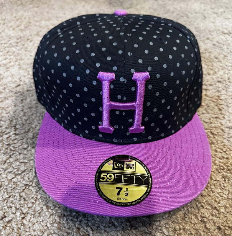 Huf Purple Black Polka Dot New Era 7 1/2 Vintage
