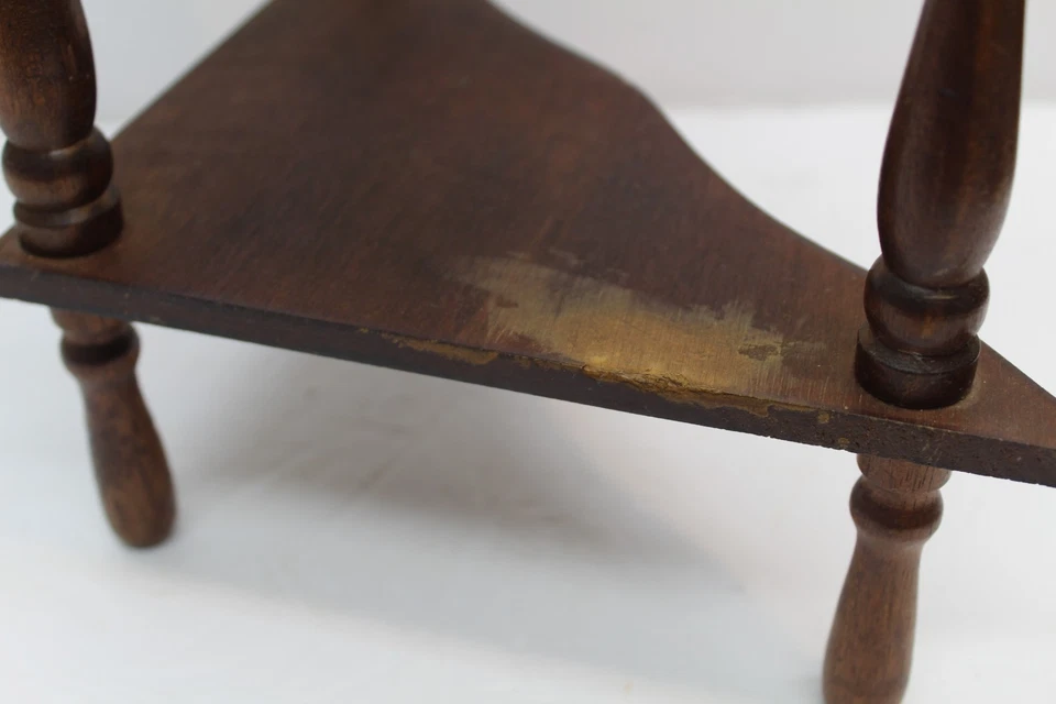 Husillo de madera vintage 3 niveles esquina Knick Knack estante Foto 4 de 4