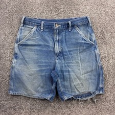 Vintage Carhartt Carpenter Shorts Men 34 Blue Denim Cotton Distressed B28 DST