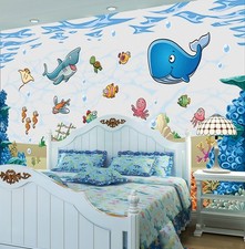 3D Cartoon Whale Shark K1094 Wallpaper Mural Self-adhesive Removable Sticker Kay