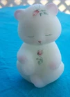 Rare Vintage Fenton Lotus Mist Burmese  Bear HP With Rose Buds  c.1980-1985-A