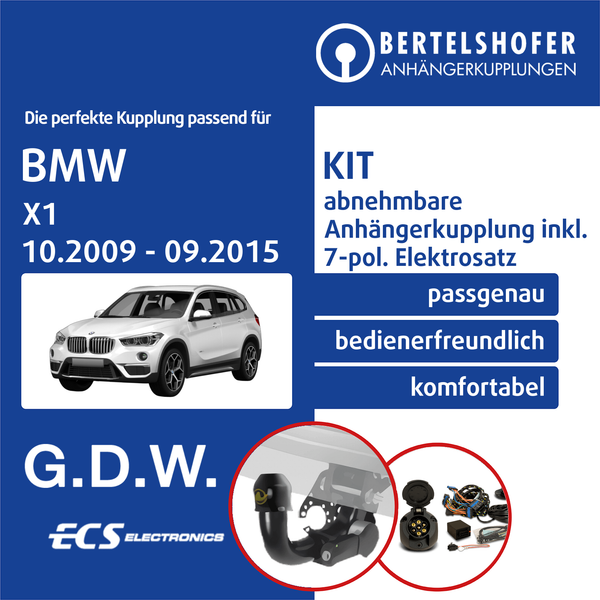 für BMW X1 Typ E84 10.2009-09.2015 AHK Abnehmbar +7Pol Spezifisch E-Satz PKW TOP-image