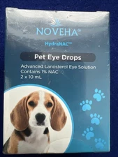 NOVEHA Pet Eye Drops ADVANCED LANOSTEROL EYE SOLUTION 1% NAC 2x 10 Ml Dog Or Cat