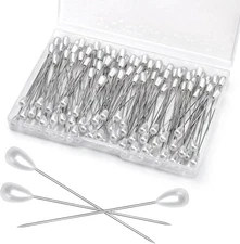 Kogyxe 150 Pcs Corsage Pins, Boutonniere Pins, Long Teardrop Pearl Head Pins,