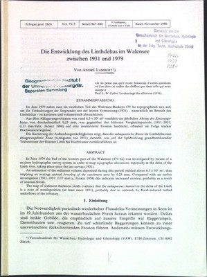 Die Entwicklung des Linthdeltas im Walensee zwischen 1931 und 1979; Lambert, And
