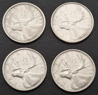 1959 to 1962 Canada Silver 25-Cent Quarters - 80% Silver Coins