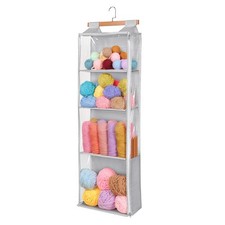 Hanging Yarn Storage Organizer with 4 Large Clear Pockets, Clear Knitting Sto...