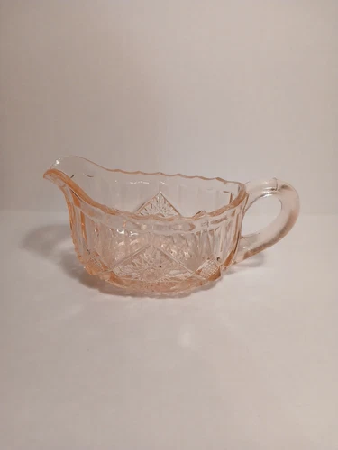 Pink Depression Glass Sunflowers And Diamonds Creamer