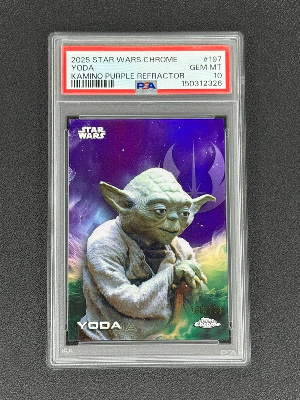 2025 Topps Star Wars Chrome YODA #197 Kamino /199 Purple Refractor PSA 10 MA01