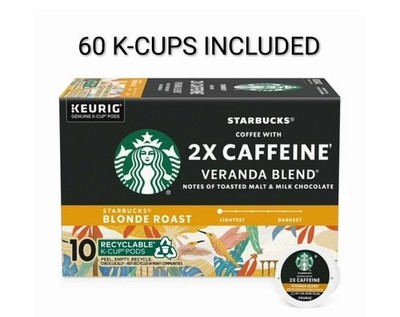 Keurig Starbucks 2X Caffeine Veranda Blend Coffee K-cups 60ct/6 Boxes Included