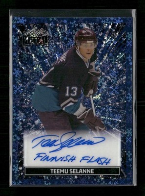 2026 Leaf Metal Hockey Teemu Selanne Breaking Through Auto Snowflakes Blue #/6