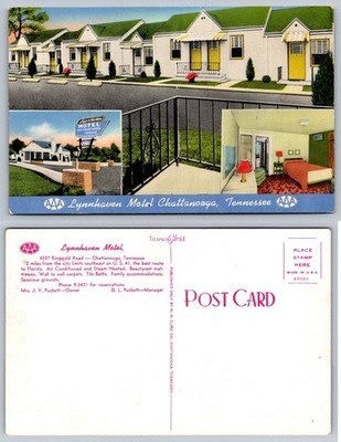 Lynnhaven Motel Chattanooga TN Vintage Linen Postcard US 41 Florida Route