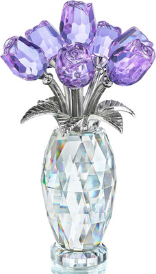 H&D HYALINE & DORA Crystal Rose Purple Flower Figurine,Rose Gifts for Mom Wife G