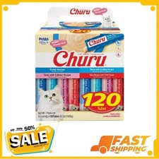 INABA Churu Cat snacks, lickable, squeezable  cream Pur  e, 0.5 oz, 120 tubes-