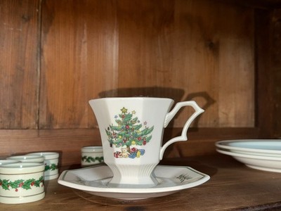 Vintage Christmastime by Nikko Delicate Cup and Saucer Set by Nikko, Set of 8 