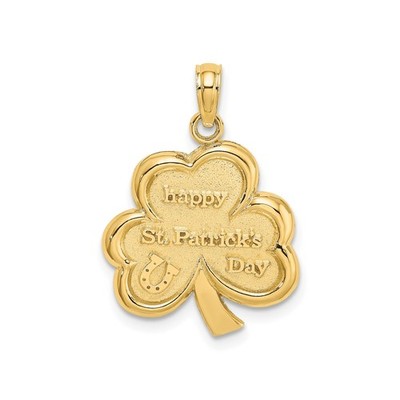 14k Gelbgold Kleeblatt Anhänger Hufeisen Charm keltisches Kleeblatt irischer Schmuck