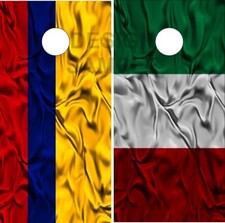 Columbian Italian Flag Wavy Cornhole Wrap Bag Toss Skin Decal Sticker