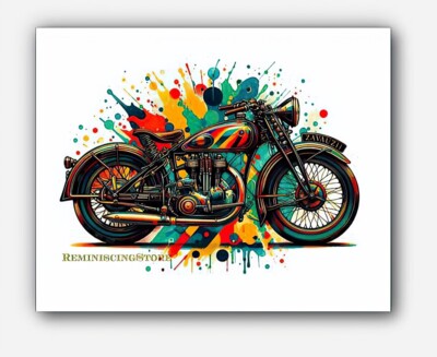 Vintage Moto Guzzi (Italy) Motorcycle Picture Art splashes of paint #3 Reprint