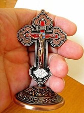 Esquina de oración del altar Cruz de pie Metal Color Esmalte Diamantes de... G