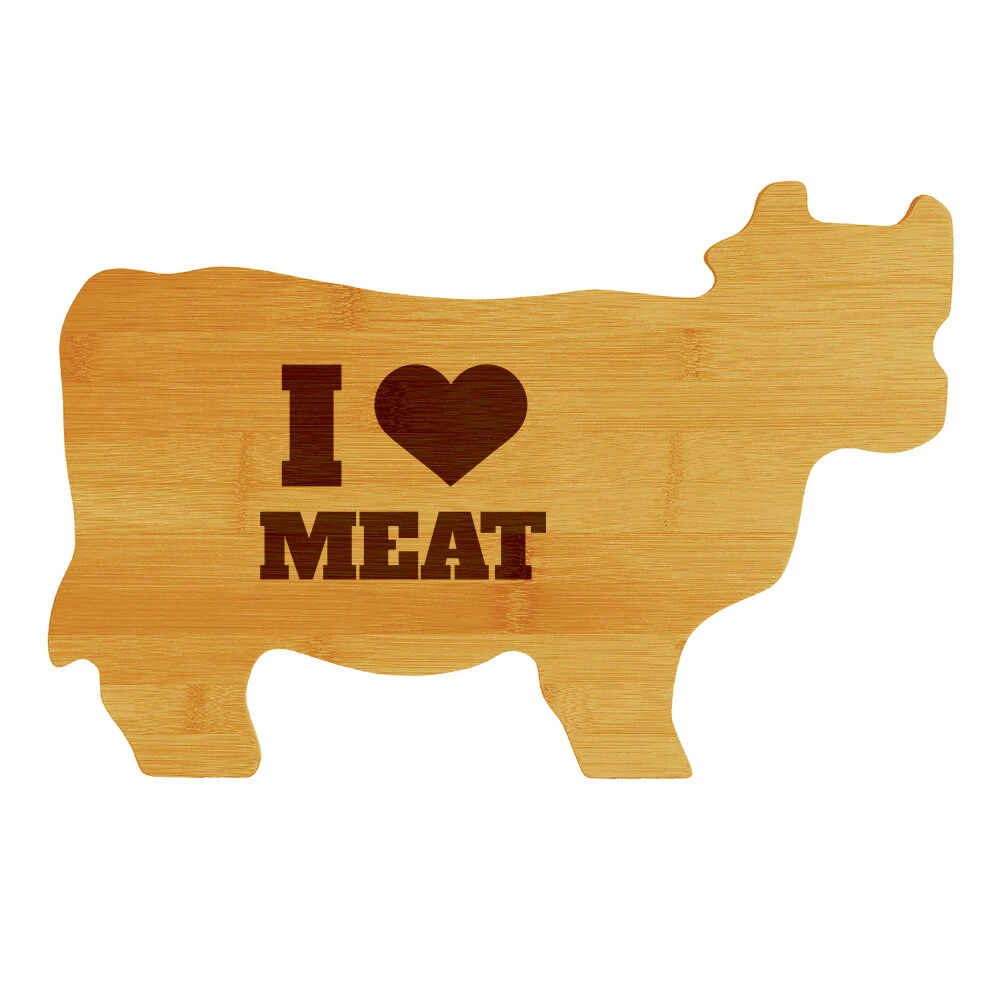 I (Heart Icon) Meat 14.75 x 9.75" Cow Shape Cutting Board