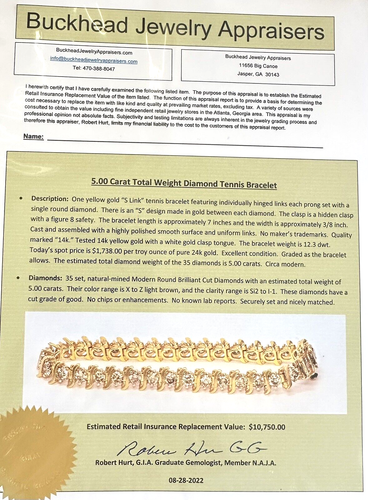 5 Carat 14k Yellow Gold Diamond 3/8" Wide S Link Tennis Bracelet 7" - Picture 11 of 11