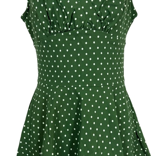 Unique Vintage Dress Women Small 4 Green White Polka Dot 1950s Pinup Retro - Picture 5 of 11