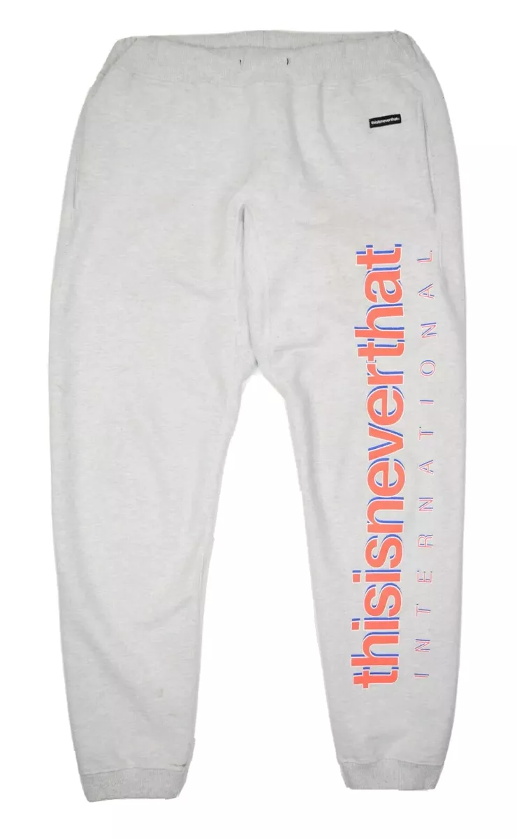 Thisisneverthat Sweatpants Mens S Grey Spell Out International Fleece Heavy