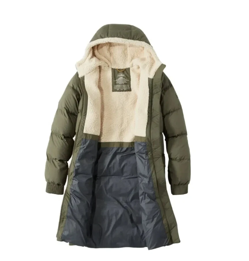 Abrigo de Plumón LL Bean Mujer PEQUEÑO Clásico Montaña Forrado Sherpa Parka Verde Nuevo con Etiquetas Foto 2 de 4