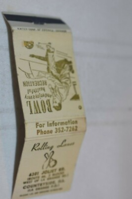 Rolling Lanes Countryside Illinois Bowling 20 Strike Matchbook Cover
