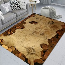 Pirate Treasure Map 3DPrint Non-Slip Corridor Carpet Living Room Rug Bedside Mat