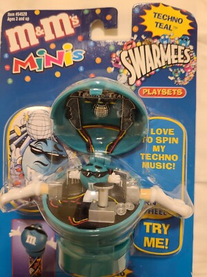 Rare m&m's SWARMEES PLAYSETS, TECHNO TEAL, Tube Topper, 2000