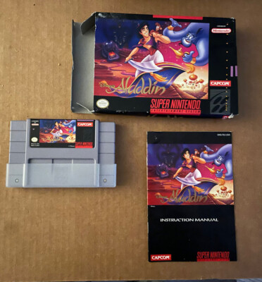 Disney's Aladdin, SNES Super Nintendo Authentic COMPLETE IN BOX | eBay