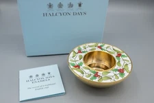 Halcyon Days Enamels Mistletoe Candle Votive Holder Tea Light Gold Metal - NEW