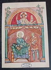 postcard art Manuscrits du Mont Saint Michel Augustin discutant avec Felicianus