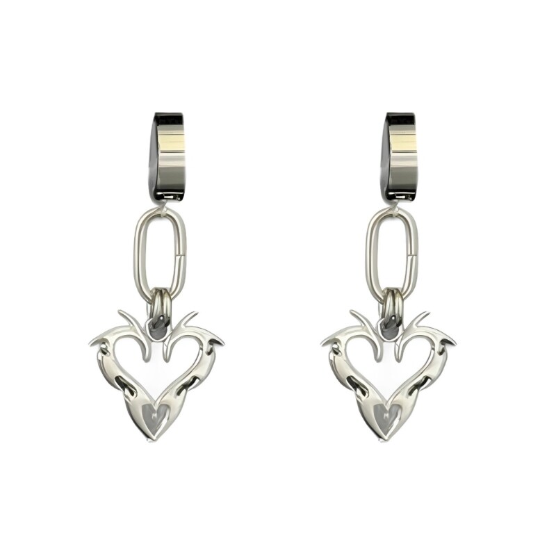 Fashion Punk Flame Heart Drop Earrings Stylish Party Jewelry Accessory