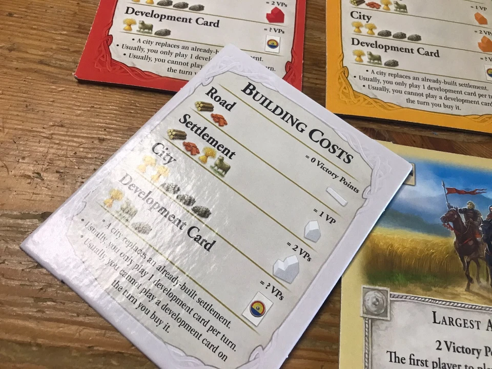 Juego de mesa Catan Costos de construcción Juego de cartas Piezas de repuesto Foto 2 de 3