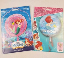 2 Disney Ariel Little Mermaid Happy Birthday Foil Balloons Anagram 17 inch USA