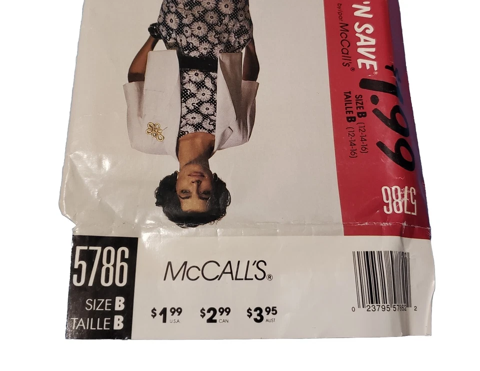 UNCUT McCall's Easy Stitch & Save 5786 Jacket Knee Dress Outfit 1990s SZ 12-16 - Image 3 of 4