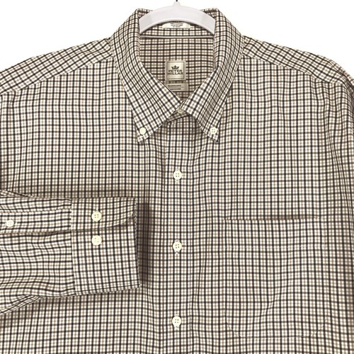 Peter Millar NanoLuxe Shirt Men's XL Beige Black Cotton 1 Pocket Long Sleeve - Picture 3 of 7