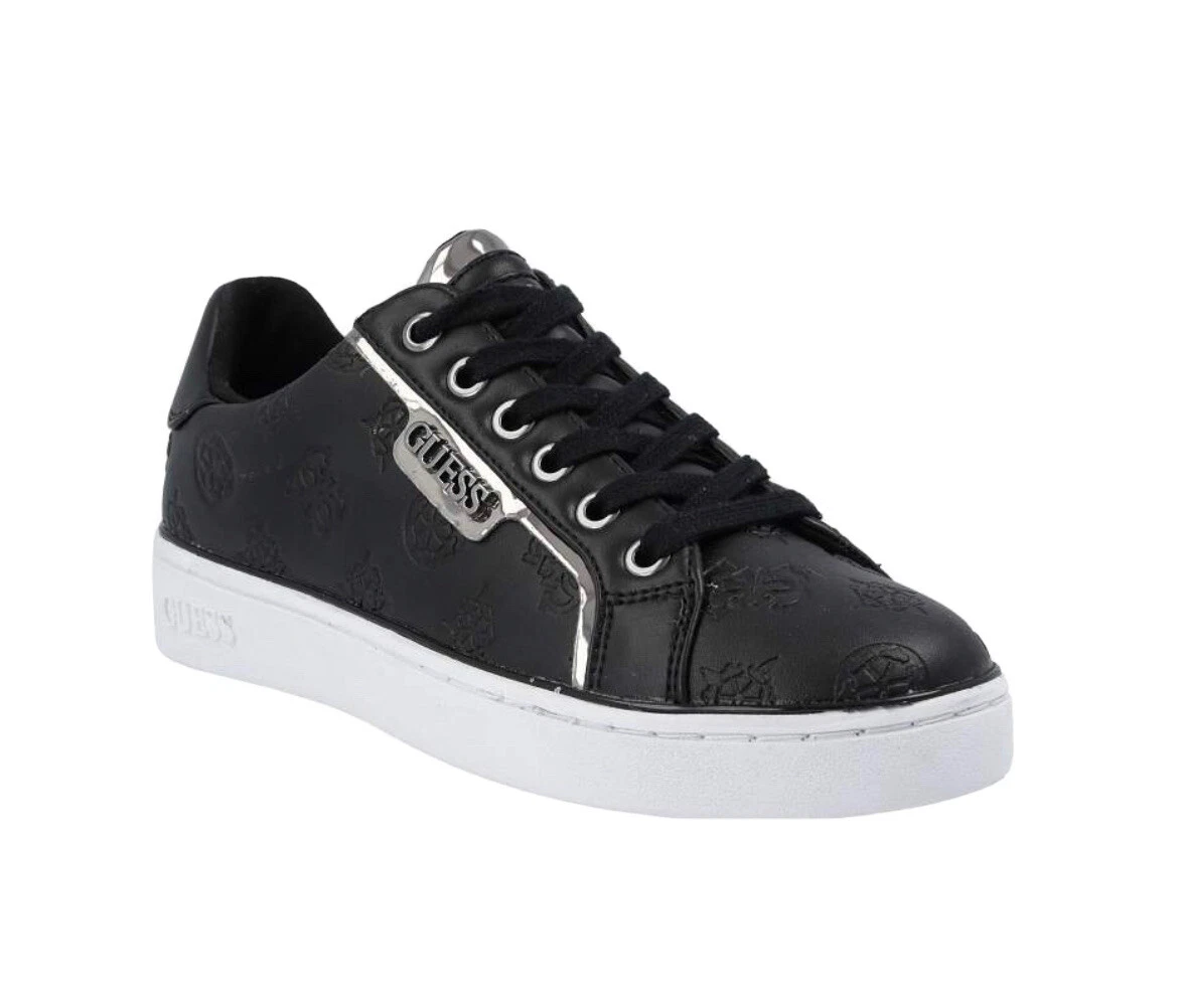 GUESS Sneakers Donna FL8JENELE12 Bianco Oro Vera Pelle Scarpa da Ginnastica Logata