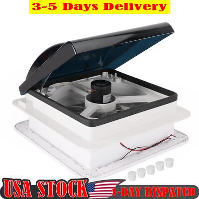 14'' RV Caravan Roof Vent Manual RV Camper Fan 12V Skylight With LED Light NEW
