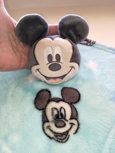 DISNEY BABY BLUE MICKEY MOUSE STARS BABY SECURITY BLANKET TEETHER LOVEY TOY - Picture 3 of 4